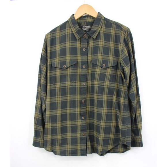 Filson Tops - CC Filson Alaskan Guide Flannel Shirt Women XL Black Plaid Heavy Long Sleeve